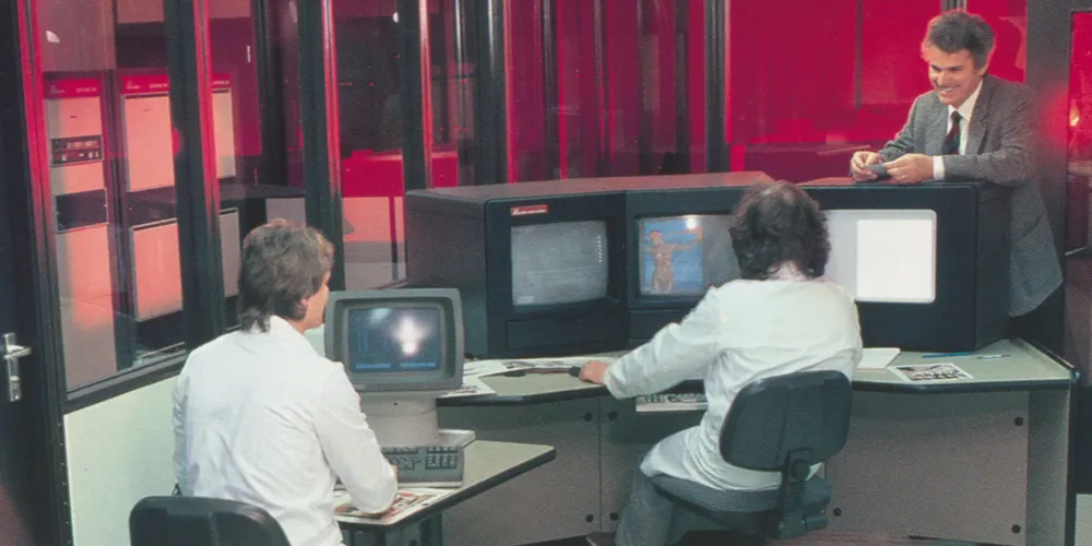 Beckmann Production facility in Hamburg showcasing advanced prepress technology and digital imaging systems in 1984