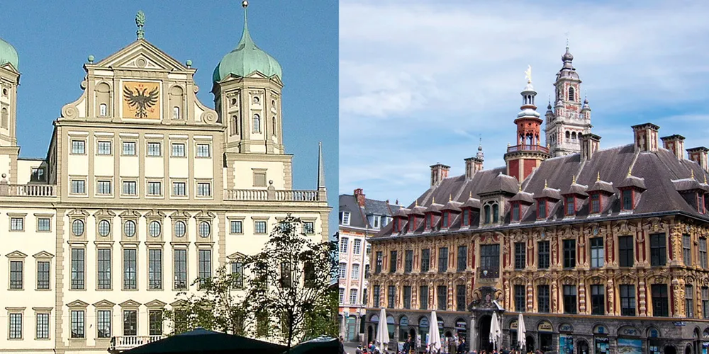 Historic buildings representing new CLX sites in Augsburg, Germany and Lille, France, established in 1998.