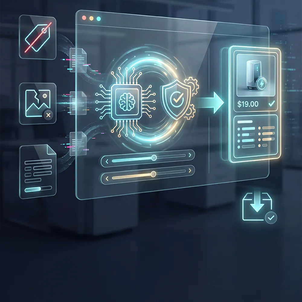 AI-powered solution for creating consistent premium product listings with automated content validation and enrichment