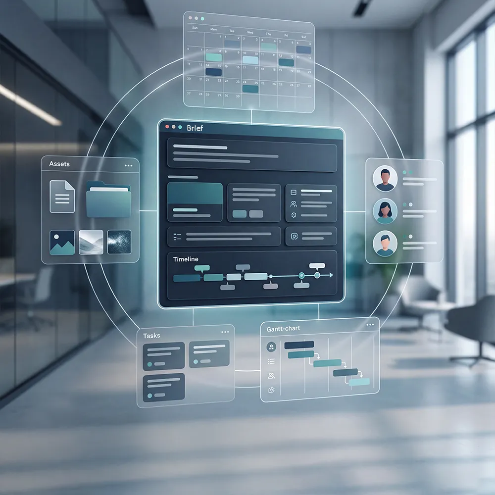 Digital Asset Management dashboard for event planning, asset organization, task tracking, and team collaboration