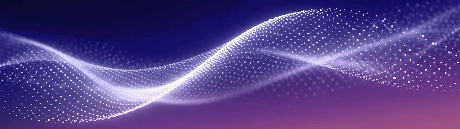 Abstract digital wave made of glowing particles representing AI, data analytics, and digital transformation