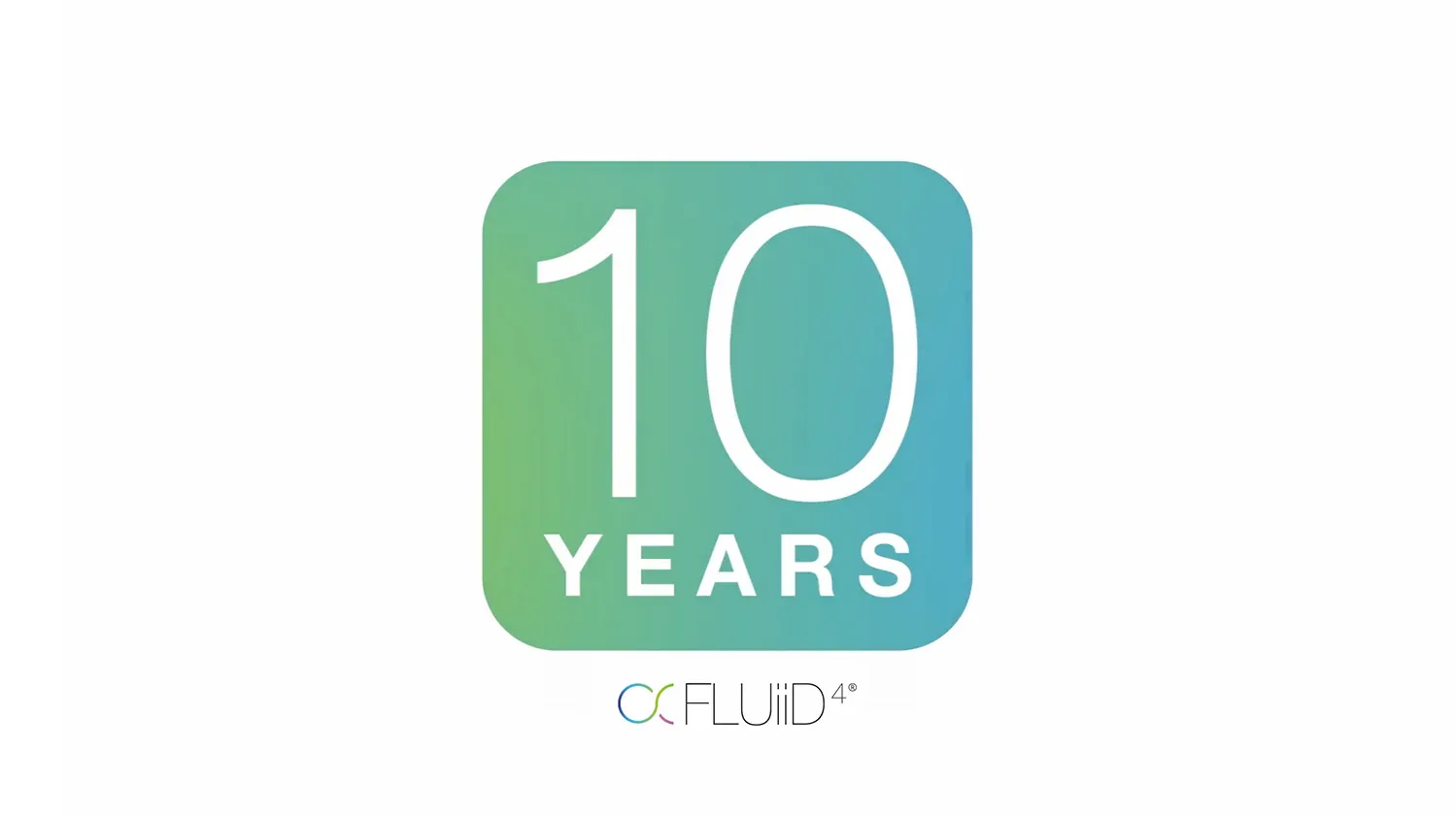 FLUiiD4 platform 10th anniversary logo celebrating a decade of digital asset and content management innovation.