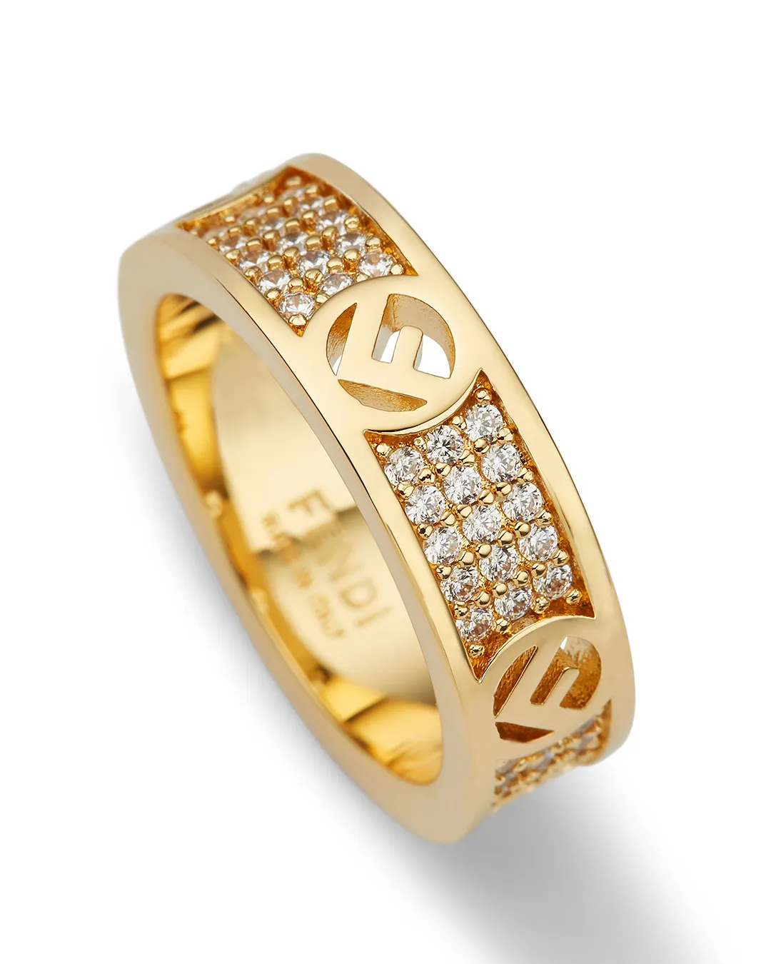 Gold Fendi ring with diamond accents displayed in portfolio image