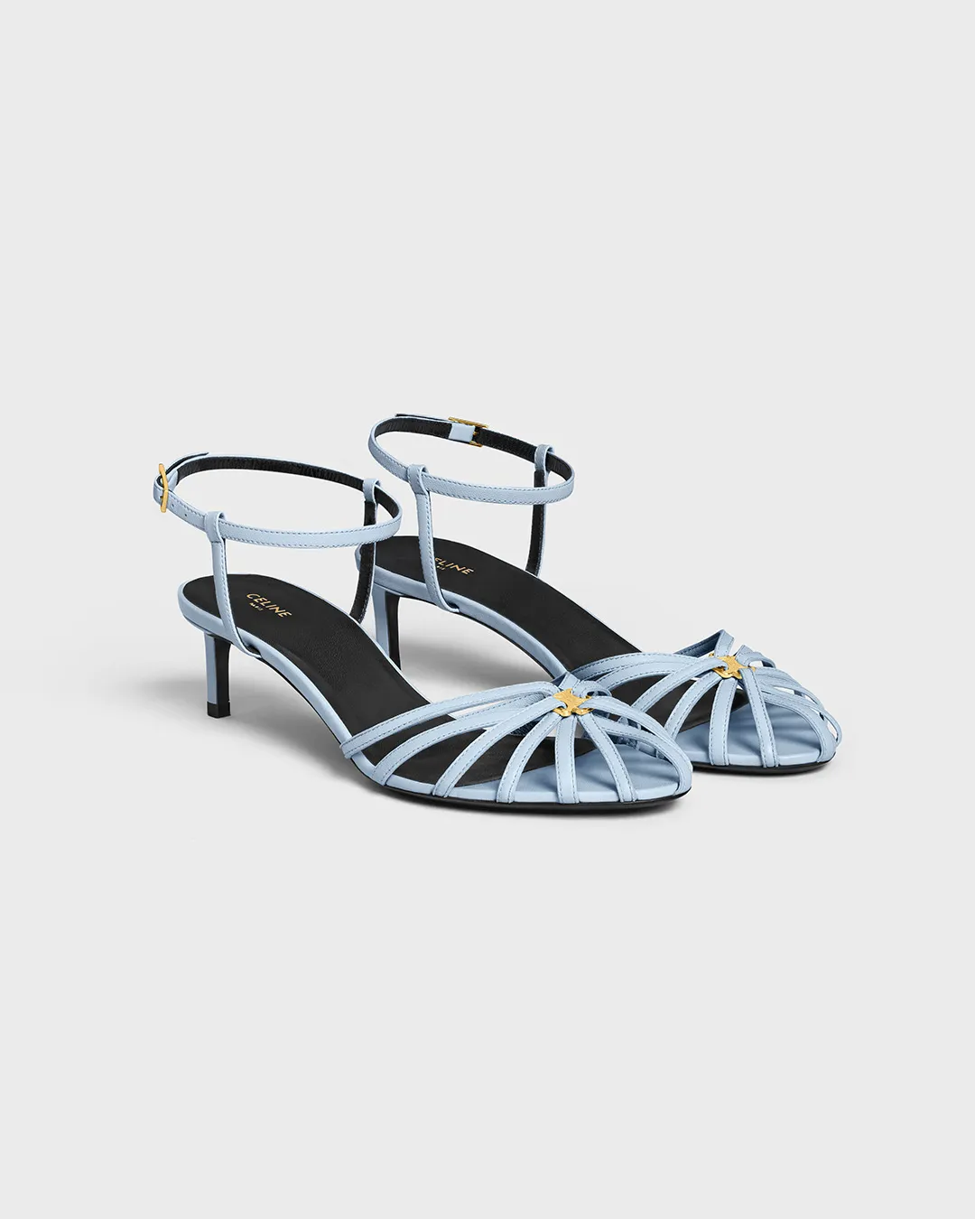 Celine light blue strappy high heels with ankle straps displayed in portfolio image