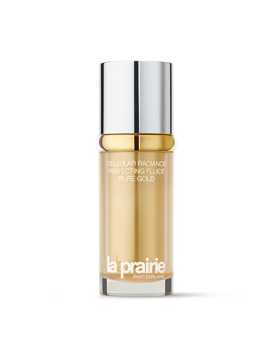 La Prairie Cellular Radiance Perfecting Fluide Pure Gold bottle on white background